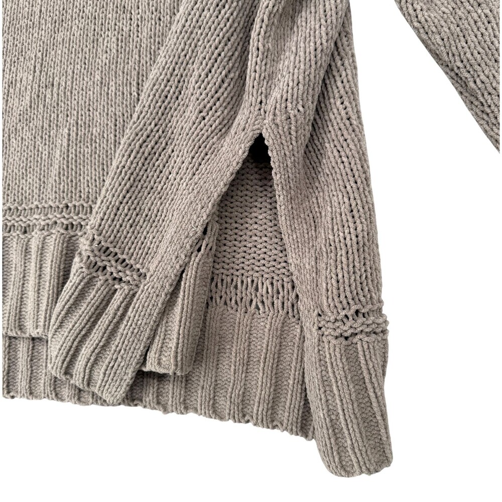 Aerie Oversized Turtleneck Sweater XS Taupe Chenille Knit Cozy Soft Slouchy Boho - Picture 5 of 12